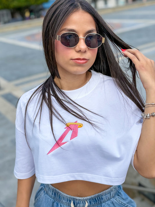 Miracle Pink White Crop Top