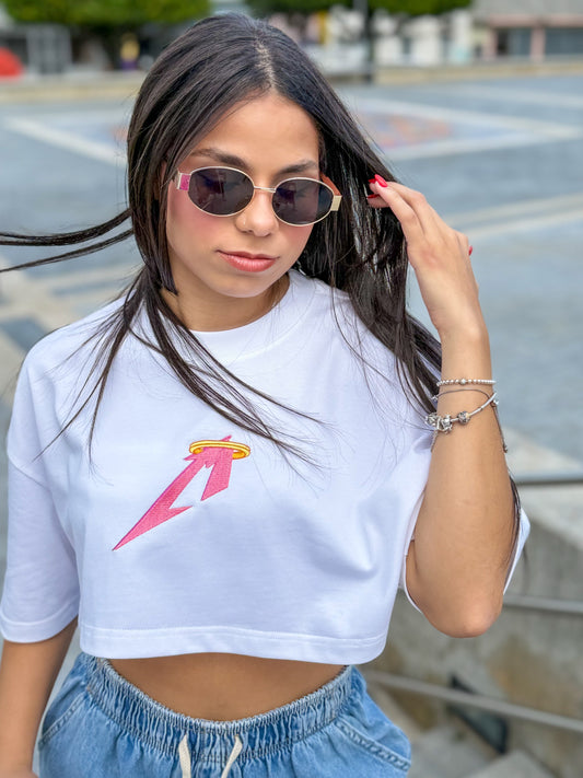 Miracle Pink White Crop Top