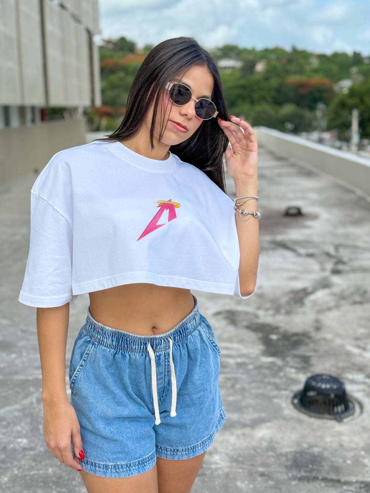 Miracle Pink White Crop Top